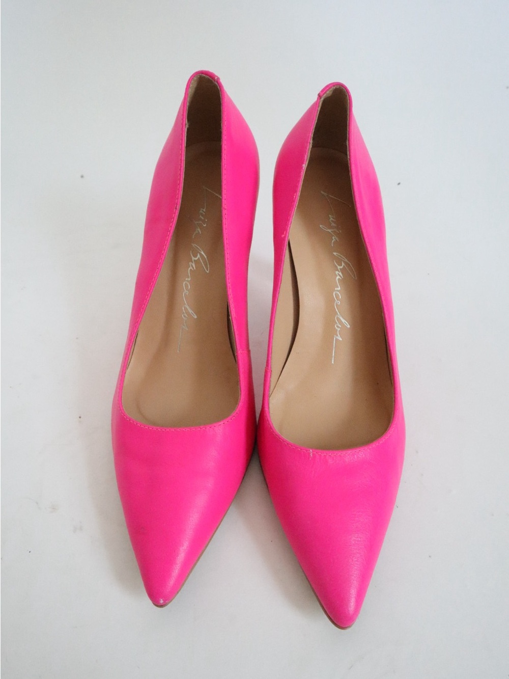 Luzia barcelos Bright Pink Pointed Toe Pumps with Mid Heel - Picture 3 of 5